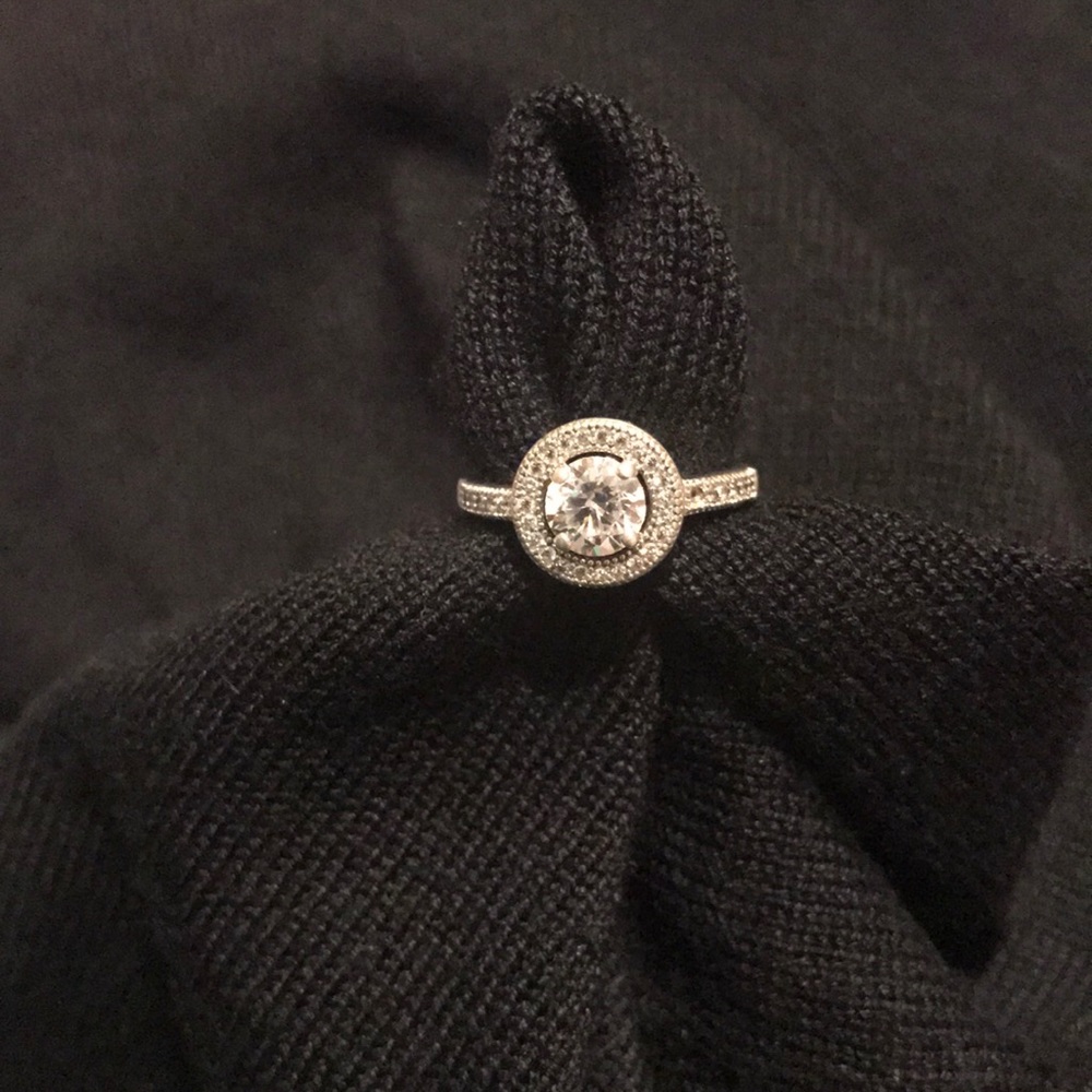 Crislu halo ring sterling and platinum